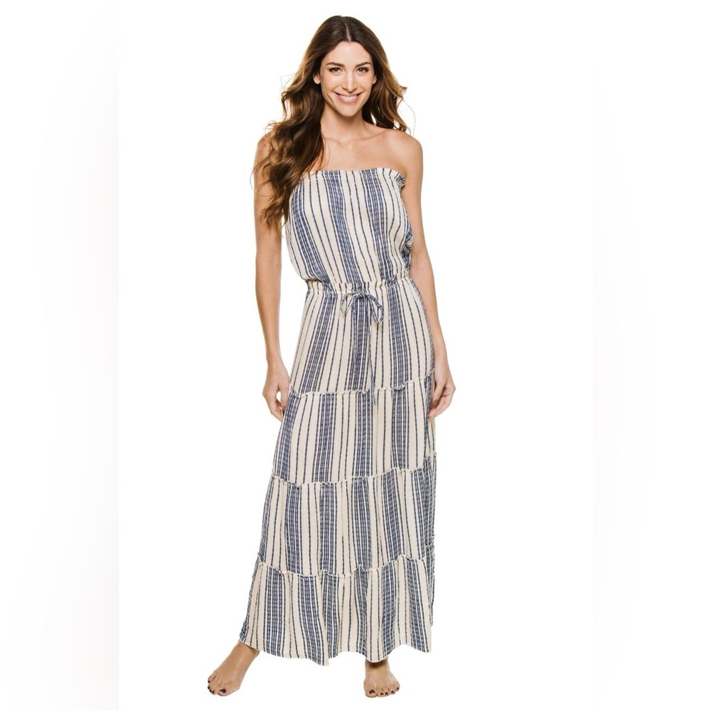 Elan Blue and White Striped Sleeveless Maxi Dress. Size S* - Picture 10 of 10